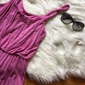 LOFT Peony Twist Strap Blouson Dress